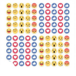 Facebook nieuwe Like Reacties 2x2cm set 100 stuks ronde stickers - 1