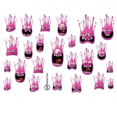 Fietssticker set Monsters Roze - 1 Fietssticker set Monsters Roze - 1