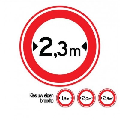 C18 Gesloten voor voertuigen boven deze breedte verkeersbord sticker - 1 C18 Gesloten voor voertuigen boven deze breedte verkeersbord sticker - 1