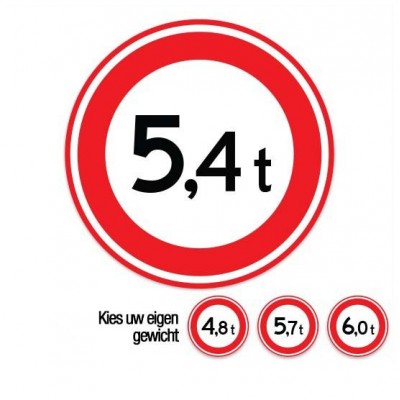 C21 Gesloten voor voertuigen boven dit totale gewicht verkeersbord sticker - 1