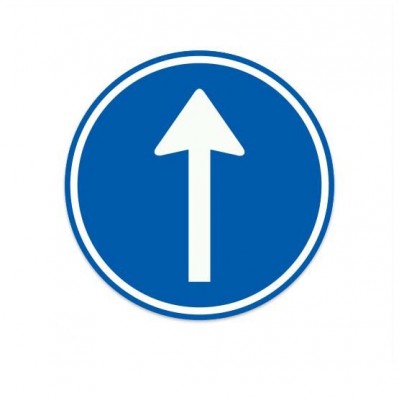 D04 Gebod tot het volgen van de aangegeven rijrichting verkeersbord sticker - 1