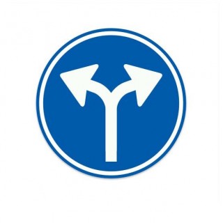 D07 Aufforderung, einer der angegebenen Fahrtrichtungen zu folgen, Verkehrszeichenaufkleber – 1