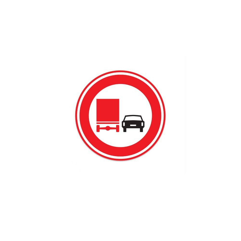 F03 Verbod voor vrachtauto's om motorvoertuigen in te halen verkeersbord sticker - 1