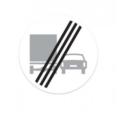 F04 Einde verbod voor vrachtauto's om motorvoertuigen in te halen verkeersbord sticker - 1
