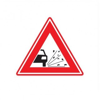J25 Verkehrsschildaufkleber „Warnung vor losen Steinen“ – 1