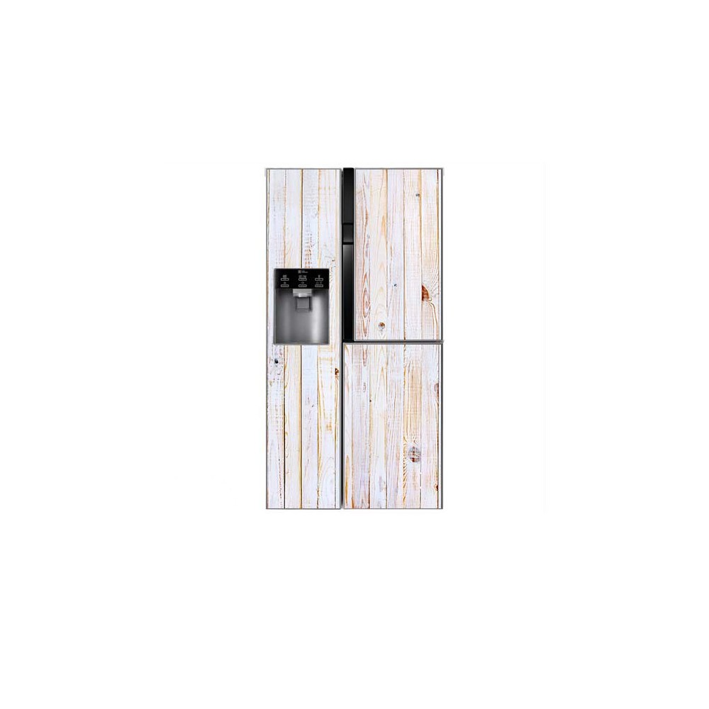 White Wash houten planken Amerikaanse koelkast sticker - 1