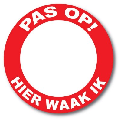 Ontwerp je eigen hier waak ik sticker - 2