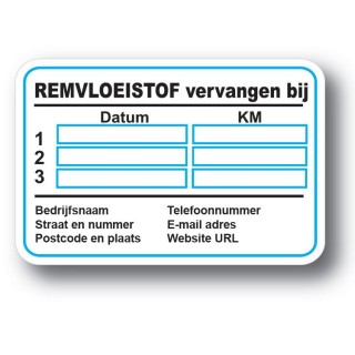 Remvloeistof Service Onderhoud stickers - 1