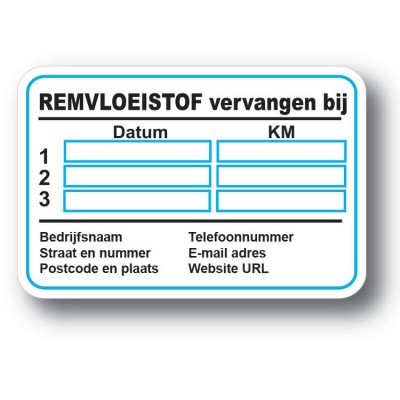 Remvloeistof Service Onderhoud stickers - 1