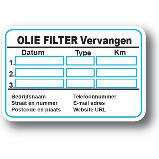 Olie Filter Service Onderhoud stickers - 1