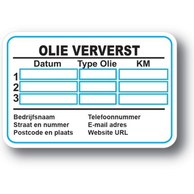 Olie Verversen Service Onderhoud stickers - 1