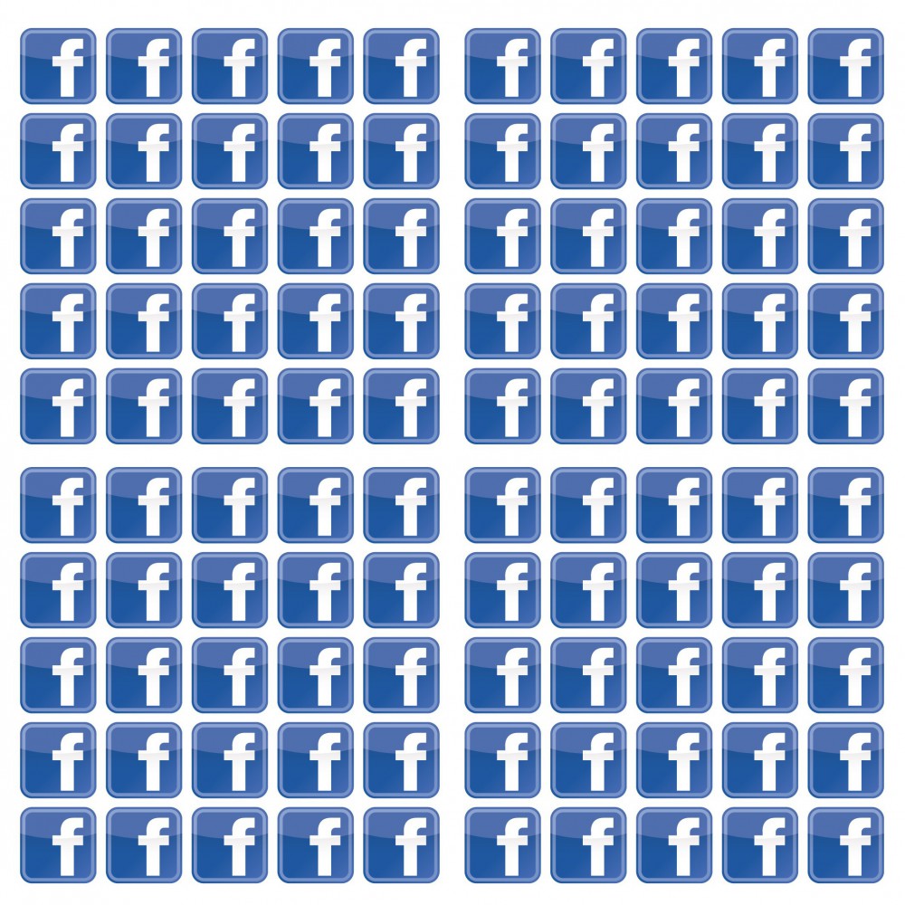 Facebook F 2x2cm Set 100 Stück Quadratische Sticker - 1