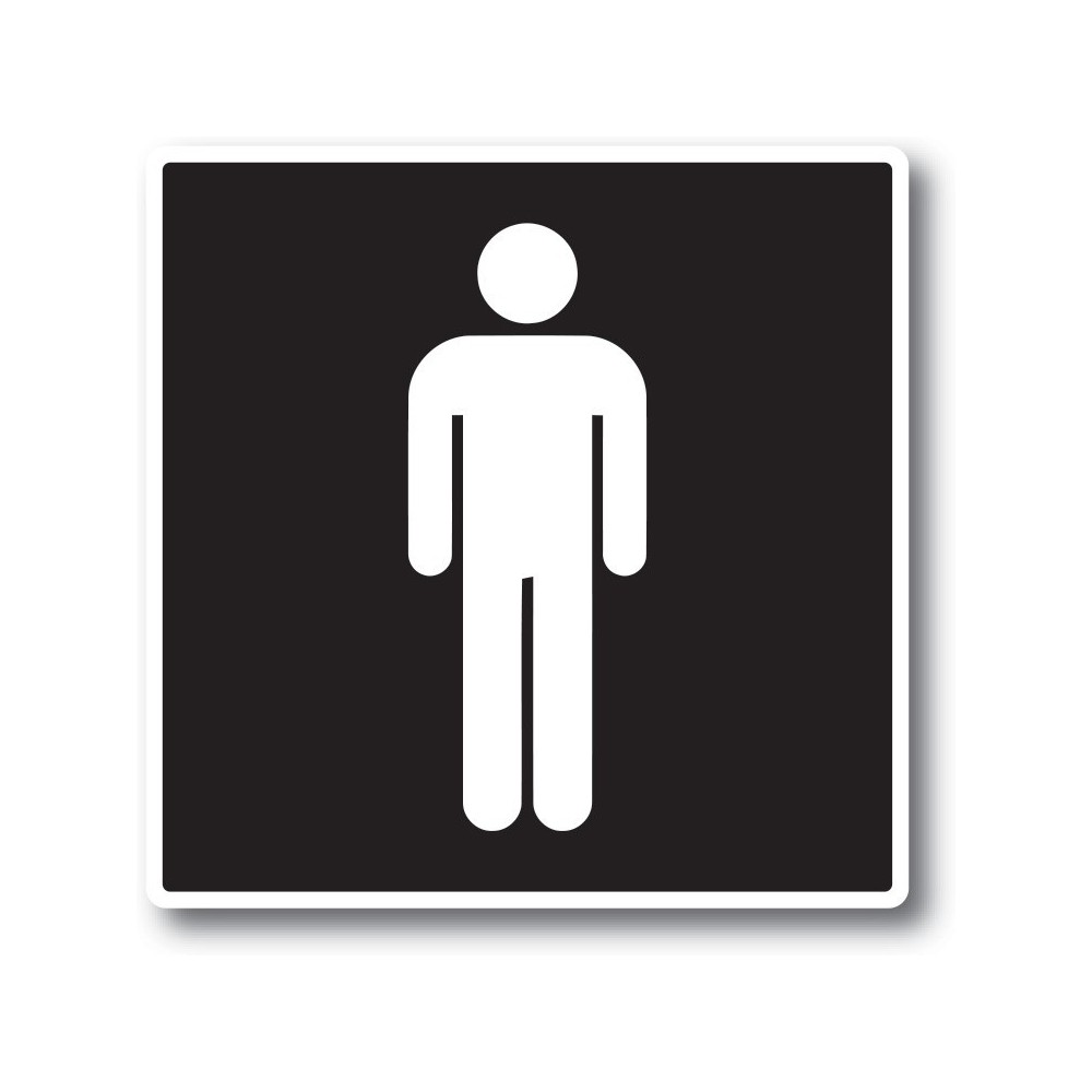 Man toilet sticker Zwart Wit - 1