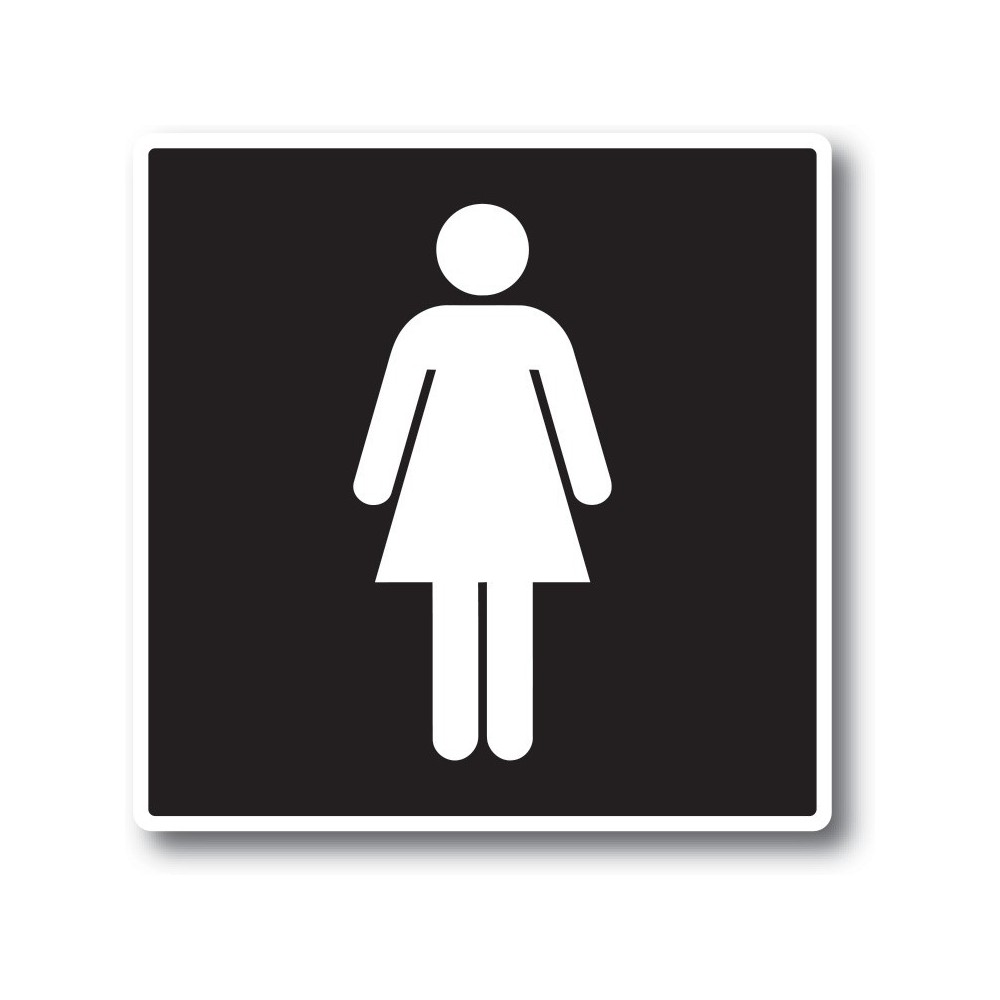Vrouw toilet sticker zwart wit - 1