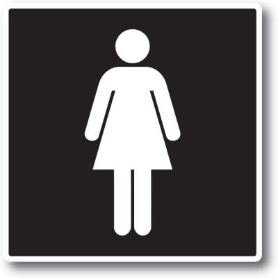 Vrouw toilet sticker zwart wit - 1