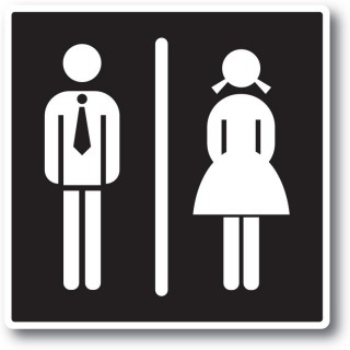 Vrouw man toilet sticker zwart wit - 1