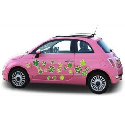 Groene auto Bloemen sticker - 1