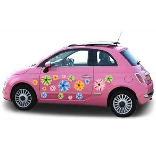 Bright color car flowers decal - 1