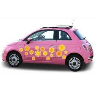 Orange and yellow car floral decal - 1