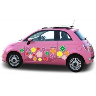 Kleurvolle auto bloemenstickers - 1