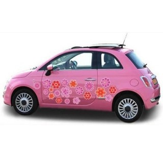 Paars roze auto bloemensticker - 1