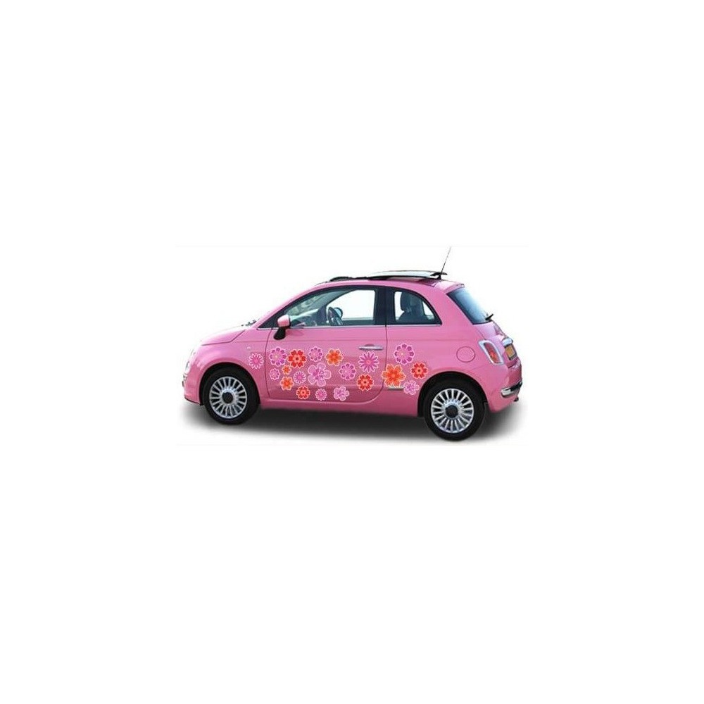 Adhesivo flor coche rosa morado - 1