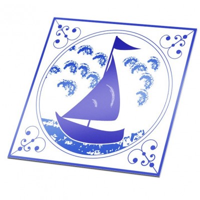 Tegelsticker zeilboot Delfts Blauw - 1 Tegelsticker zeilboot Delfts Blauw - 1