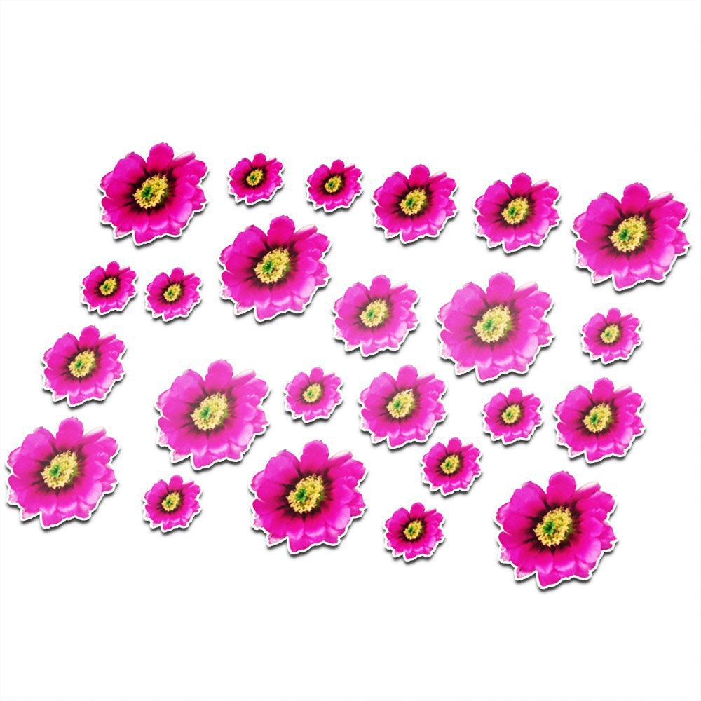 Fahrradaufkleber Magenta Blumen Set 21 - 1