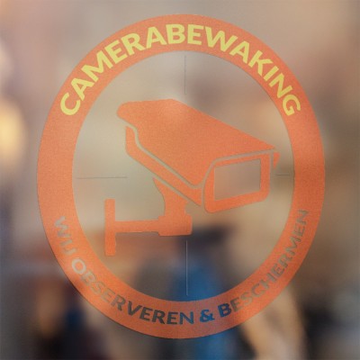 Camera beveiligingsticker rond Oranje - 3