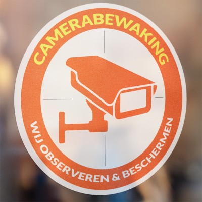 Camera beveiligingsticker rond Oranje - 2