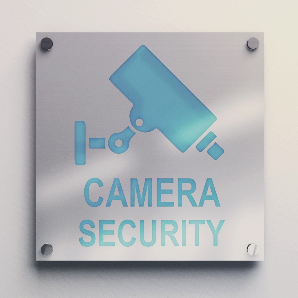 Kamera-Sicherheitsaufkleber mit blauer Kontur - 4
