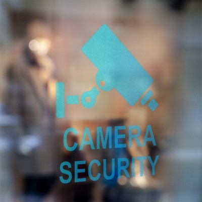 Camera beveiligingssticker blauw contour - 3