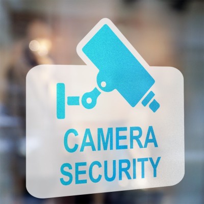 Camera beveiligingssticker blauw contour - 2