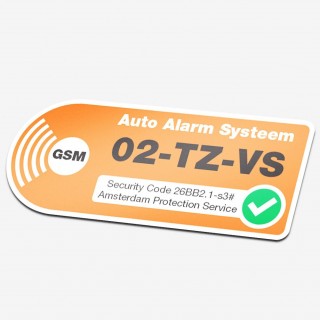 Auto Alarmsticker Oranje met eigen kenteken - 2