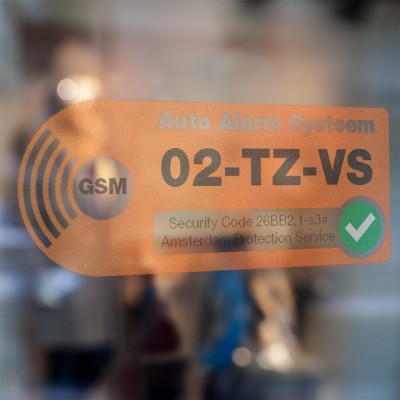 Auto Alarmsticker Oranje met eigen kenteken - 5