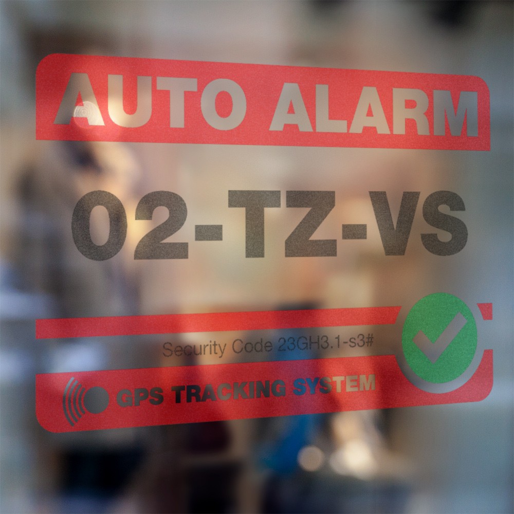 Eigenes Nummernschild Auto Alarm Aufkleber Rot - 3
