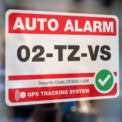 Eigen kenteken Auto Alarmsticker Rood - 2