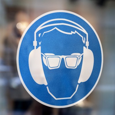 Gebodspictogram Bril en oorkap verplicht sticker - 2