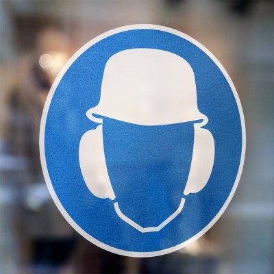 Gebodspictogram Gehoorbescherming en helm verplicht  sticker - 2