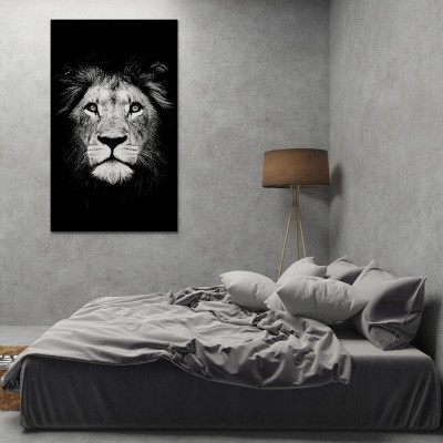 Leeuw Zwart Wit geprint op Aluminium - 2