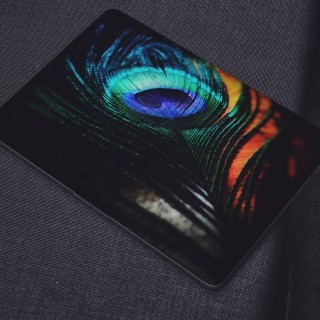 Laptop-Aufkleber mit farbigen Federn – 1