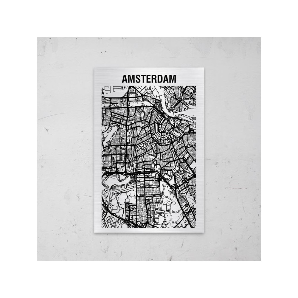 Stadskaart van Amsterdam op Aluminium - 1