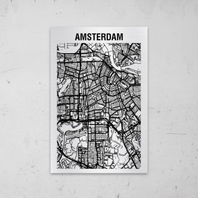 Stadskaart van Amsterdam op Aluminium - 1