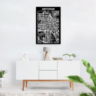 Stadskaart Inverse van Amsterdam op Aluminium - 2