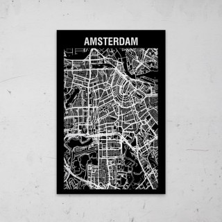 Stadskaart Inverse van Amsterdam op Aluminium - 1