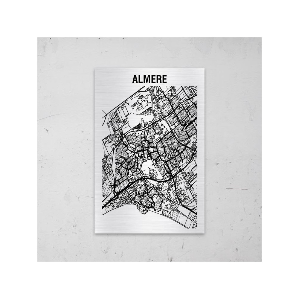 Stadskaart van Almere op Aluminium - 1