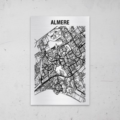 Stadskaart van Almere op Aluminium - 1