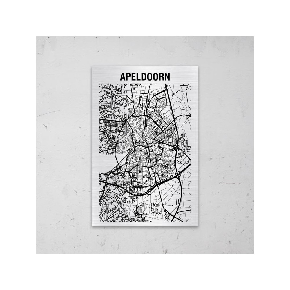 Stadskaart van Apeldoorn op Aluminium - 1
