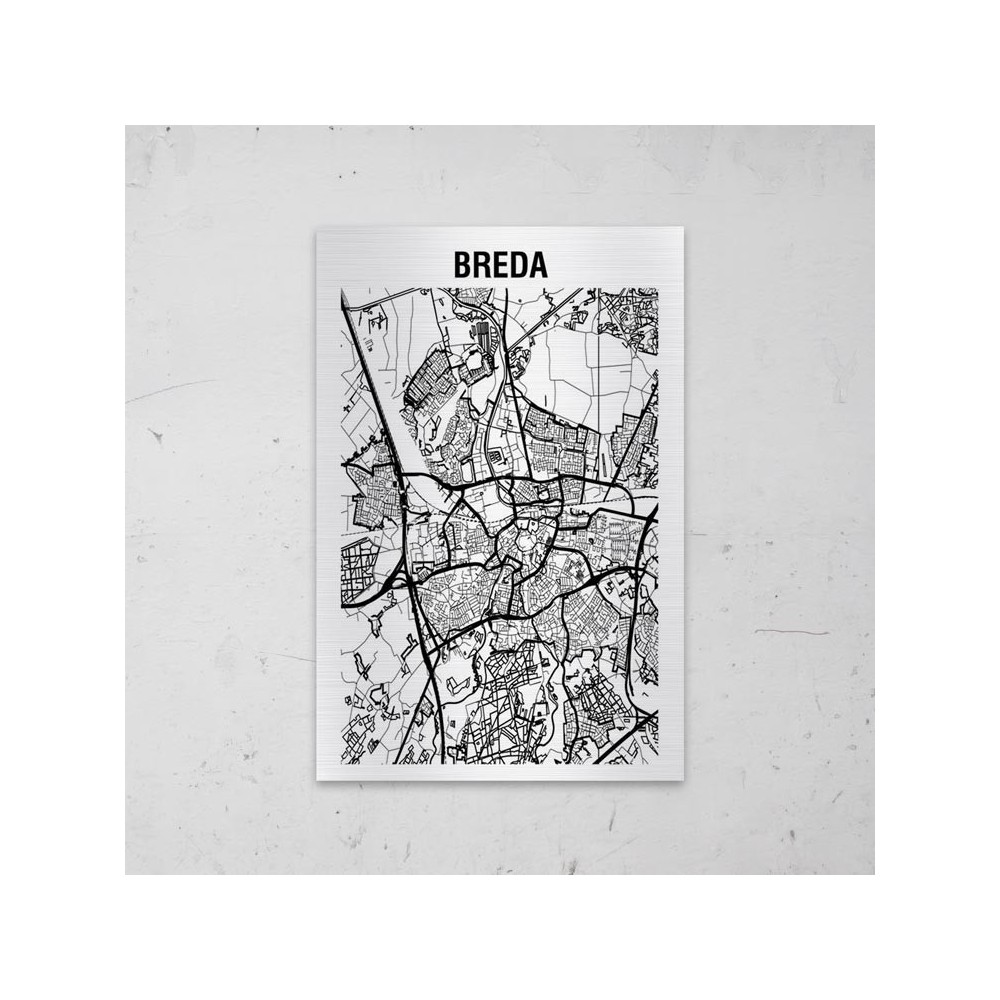 Stadskaart van Breda op Aluminium - 1