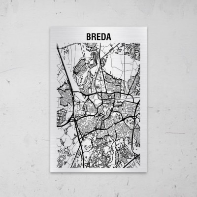 Stadskaart van Breda op Aluminium - 1